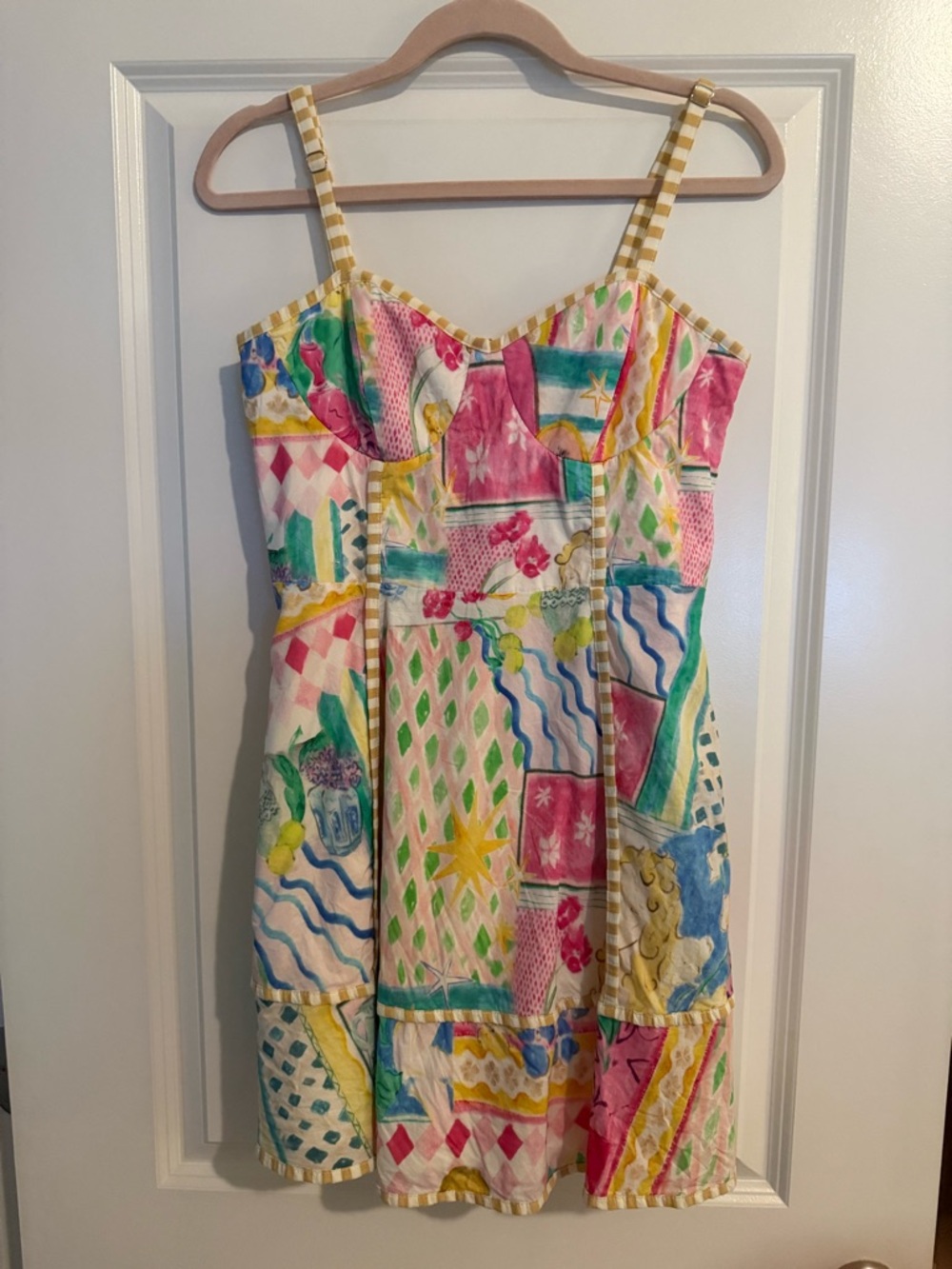 entro Girls' Patchwork Sundress - Pink, Yellow & Teal